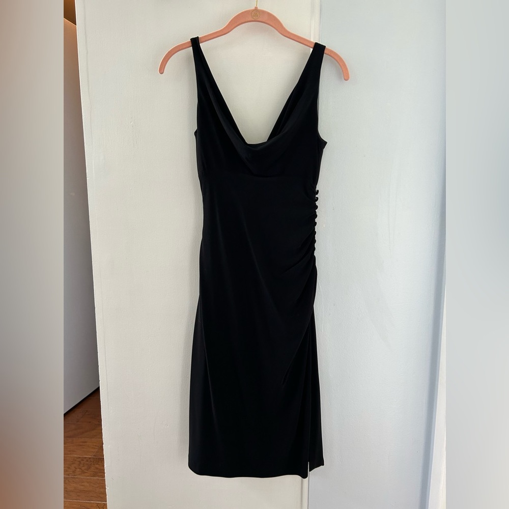 White House black market black dress size 0 good condition vintage 90’s cowlneck